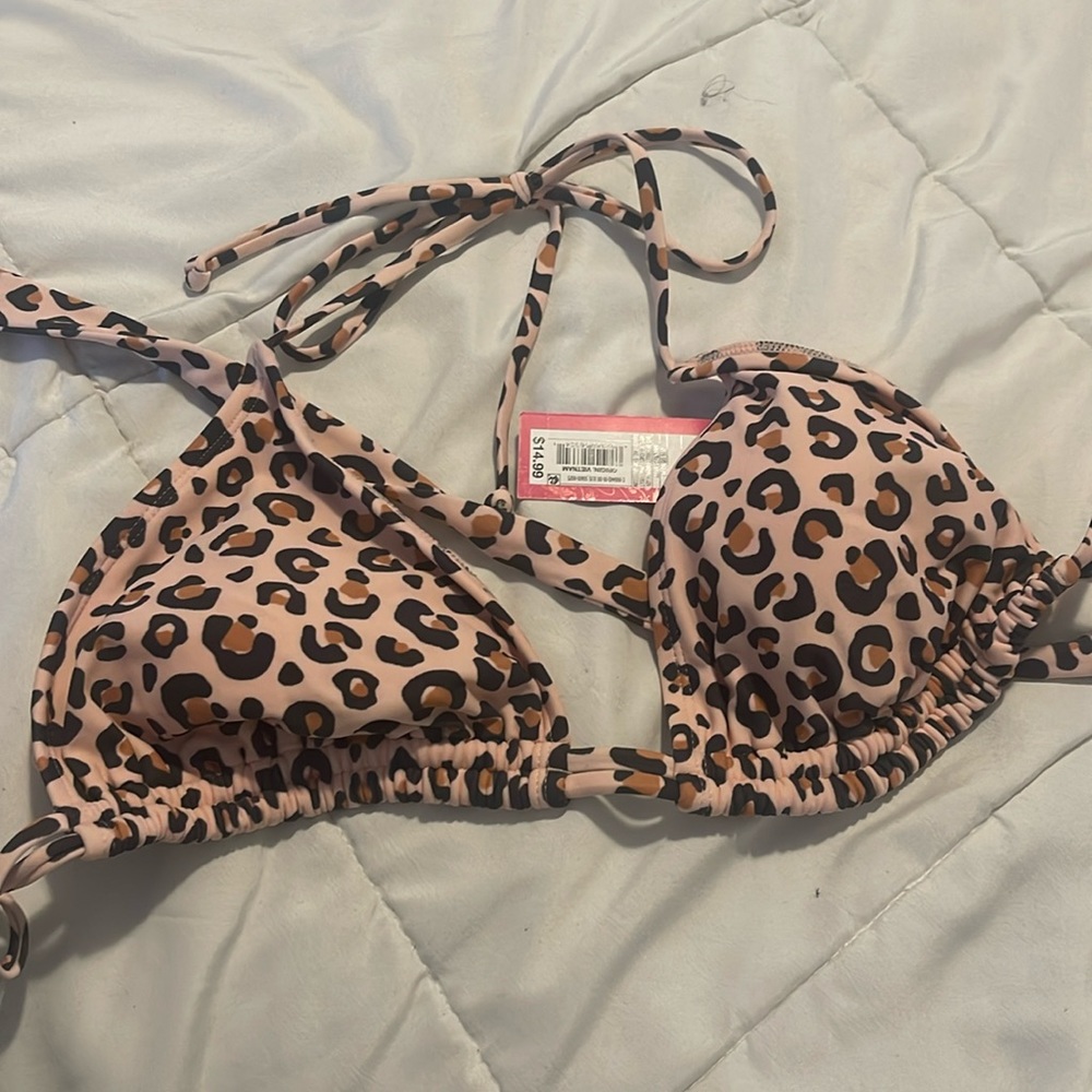 Xhilaration Black and Brown Bikini Top Leopard Print